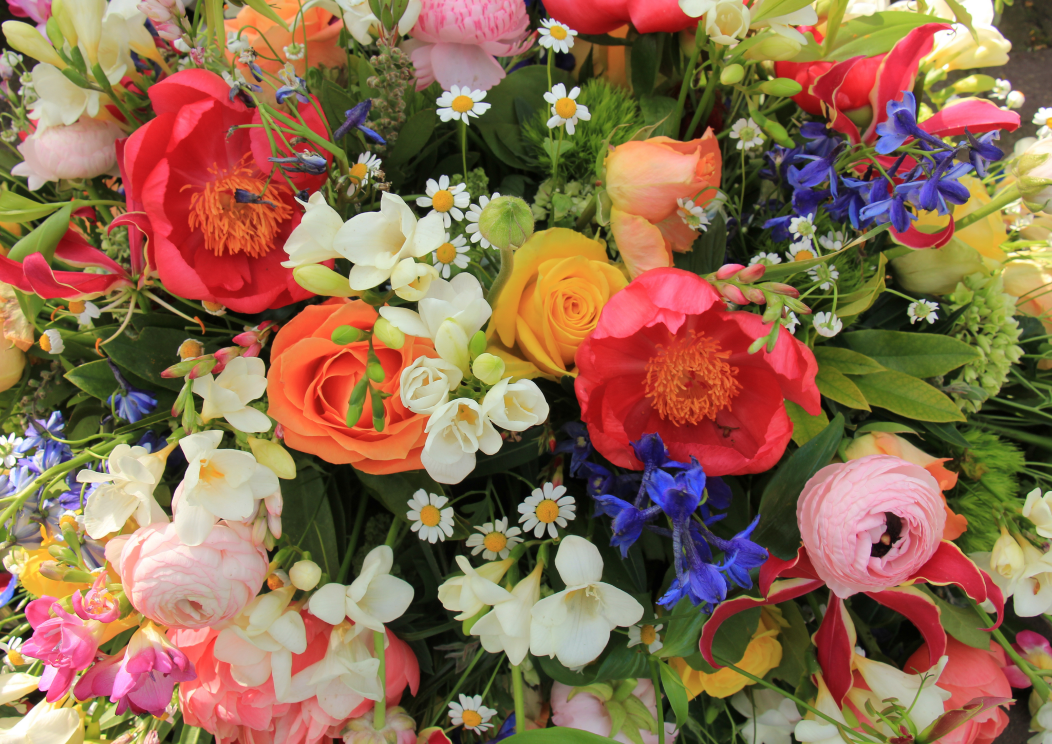 Ein bunter Strauß-Blumen von oben